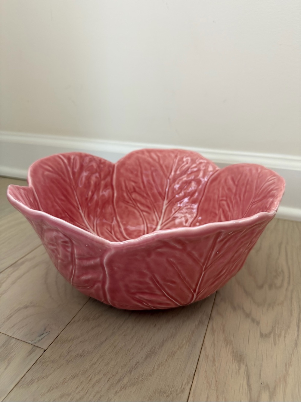 Vintage Bordallo Pinheiro Pink Cabbage Large 11.5” Salad Serving Bowl Portugal
